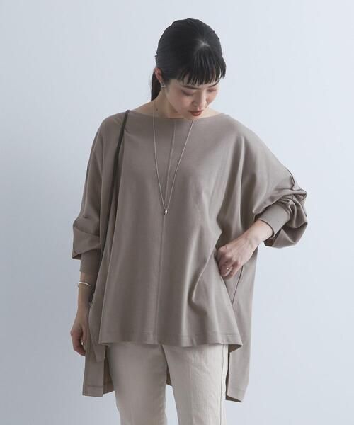 green label relaxing（グリーンレーベルリラクシング）の「ニュアンス ビッグ プルオーバー カットソー Tシャツ（Tシャツ/カットソー・レディース・ブラック/ダークブラウン/オフホワイト/モカ・FREE）」の4枚目の写真