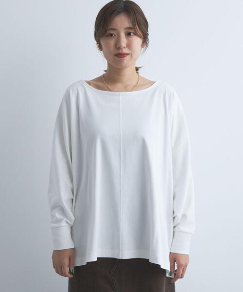 green label relaxing（グリーンレーベルリラクシング）の「ニュアンス ビッグ プルオーバー カットソー Tシャツ（Tシャツ/カットソー・レディース・ブラック/ダークブラウン/オフホワイト/モカ・FREE）」の7枚目の写真