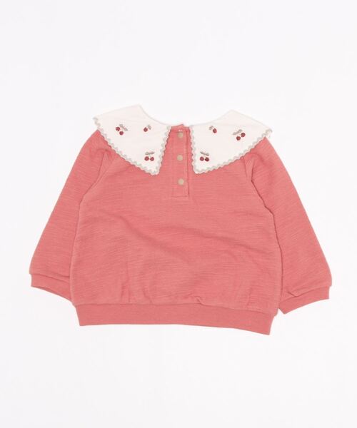 petit main（プティマイン）の「衿チェリー刺しゅう長袖プルオーバー（Tシャツ/カットソー・キッズ・ブラック/キナリ/ピンク・120cm/80ｃｍ/100cm/90cm/110cm/130cm）」の4枚目の写真