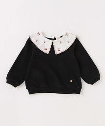 petit main | 衿チェリー刺しゅう長袖プルオーバー(Tシャツ/カットソー)