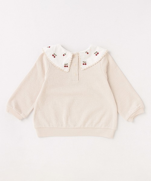 petit main（プティマイン）の「衿チェリー刺しゅう長袖プルオーバー（Tシャツ/カットソー・キッズ・ブラック/キナリ/ピンク・120cm/80ｃｍ/100cm/90cm/110cm/130cm）」の5枚目の写真