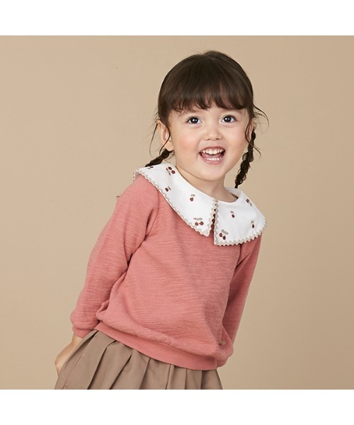 petit main（プティマイン）の「衿チェリー刺しゅう長袖プルオーバー（Tシャツ/カットソー・キッズ・ブラック/キナリ/ピンク・120cm/80ｃｍ/100cm/90cm/110cm/130cm）」の15枚目の写真