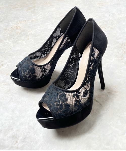 21aw新作 R E レースオープントゥ美脚パンプス