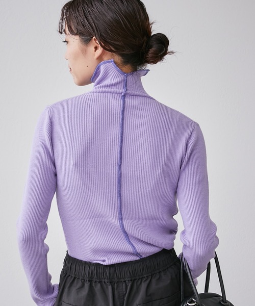 CIAOPANIC TYPY（チャオパニックティピー）の「【WEB限定】アンチピリング配色ステッチタートルニット（ニット/セーター・レディース・ブラック/オフホワイト/カーキ/オレンジ/ピンク/グリーン/グレー系その他/バイオレット/ホワイト/オリーブ・ONE SIZE）」の8枚目の写真