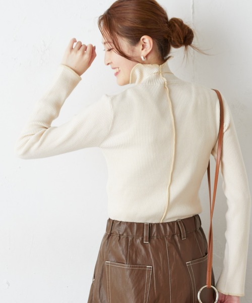 CIAOPANIC TYPY（チャオパニックティピー）の「【WEB限定】アンチピリング配色ステッチタートルニット（ニット/セーター・レディース・ブラック/オフホワイト/カーキ/オレンジ/ピンク/グリーン/グレー系その他/バイオレット/ホワイト/オリーブ・ONE SIZE）」の15枚目の写真