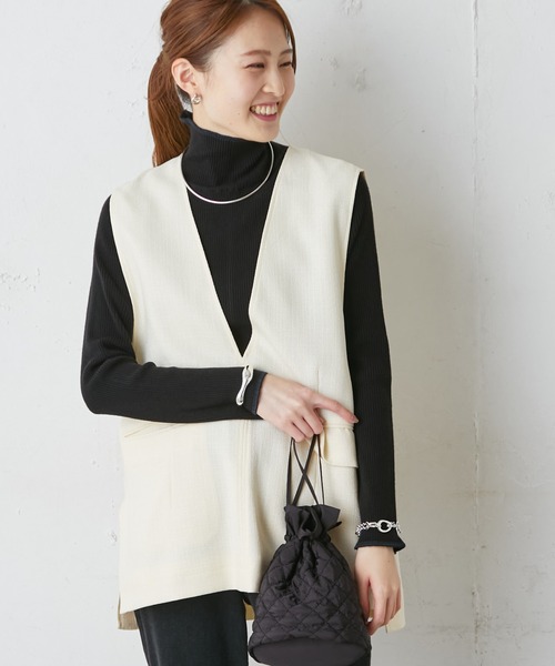 CIAOPANIC TYPY（チャオパニックティピー）の「【WEB限定】アンチピリング配色ステッチタートルニット（ニット/セーター・レディース・ブラック/オフホワイト/カーキ/オレンジ/ピンク/グリーン/グレー系その他/バイオレット/ホワイト/オリーブ・ONE SIZE）」の11枚目の写真