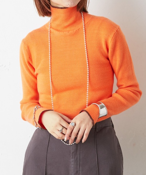 CIAOPANIC TYPY（チャオパニックティピー）の「【WEB限定】アンチピリング配色ステッチタートルニット（ニット/セーター・レディース・ブラック/オフホワイト/カーキ/オレンジ/ピンク/グリーン/グレー系その他/バイオレット/ホワイト/オリーブ・ONE SIZE）」の17枚目の写真