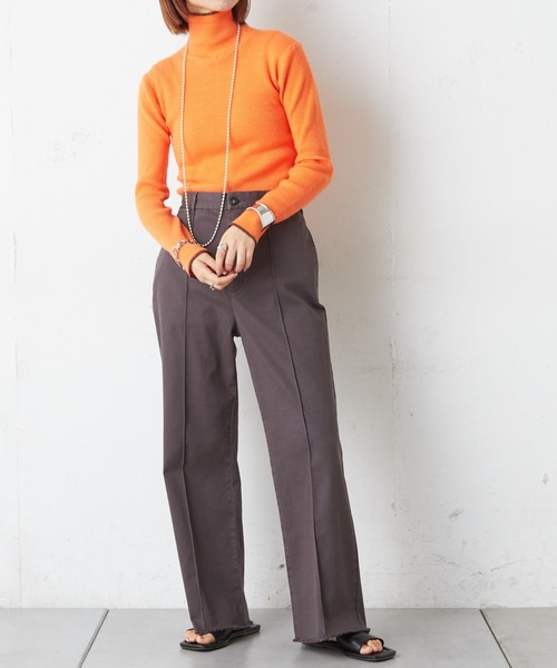 CIAOPANIC TYPY（チャオパニックティピー）の「【WEB限定】アンチピリング配色ステッチタートルニット（ニット/セーター・レディース・ブラック/オフホワイト/カーキ/オレンジ/ピンク/グリーン/グレー系その他/バイオレット/ホワイト/オリーブ・ONE SIZE）」の21枚目の写真