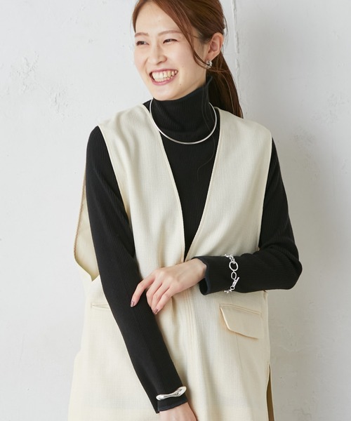 CIAOPANIC TYPY（チャオパニックティピー）の「【WEB限定】アンチピリング配色ステッチタートルニット（ニット/セーター・レディース・ブラック/オフホワイト/カーキ/オレンジ/ピンク/グリーン/グレー系その他/バイオレット/ホワイト/オリーブ・ONE SIZE）」の19枚目の写真