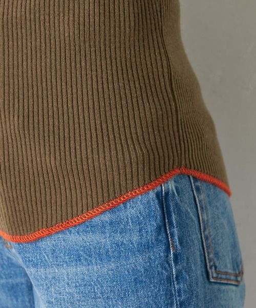 CIAOPANIC TYPY（チャオパニックティピー）の「【WEB限定】アンチピリング配色ステッチタートルニット（ニット/セーター・レディース・ブラック/オフホワイト/カーキ/オレンジ/ピンク/グリーン/グレー系その他/バイオレット/ホワイト/オリーブ・ONE SIZE）」の14枚目の写真