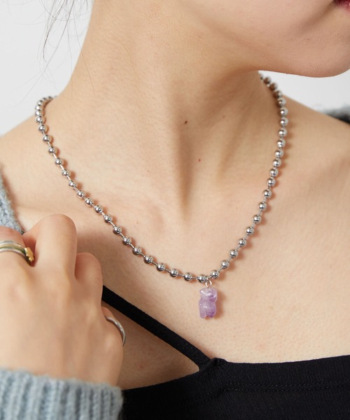 CHANEL パールアメジストチェーンネックレス CHANEL パールアメジストチェーンネックレス