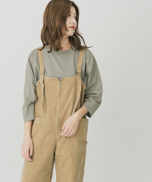 EKAL（エカル）の「EKAL　レイクショアコーデュロイサロペット（サロペット/オーバーオール・レディース・ベージュ/グレー・FREE）」の4枚目の写真