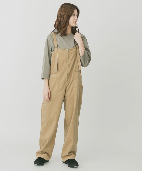 EKAL（エカル）の「EKAL　レイクショアコーデュロイサロペット（サロペット/オーバーオール・レディース・ベージュ/グレー・FREE）」の6枚目の写真