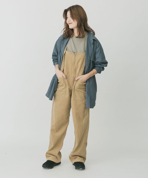 EKAL（エカル）の「EKAL　レイクショアコーデュロイサロペット（サロペット/オーバーオール・レディース・ベージュ/グレー・FREE）」の3枚目の写真