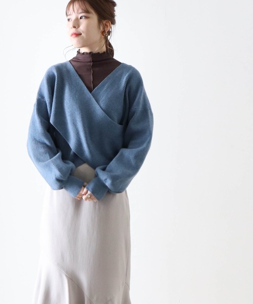 Cheek（チーク）の「クロスカシュクールニット（ニット/セーター・レディース・モカ/ブルー/オフホワイト/ベージュ・FREE）」の19枚目の写真