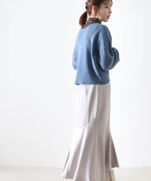 Cheek（チーク）の「クロスカシュクールニット（ニット/セーター・レディース・モカ/ブルー/オフホワイト/ベージュ・FREE）」の16枚目の写真