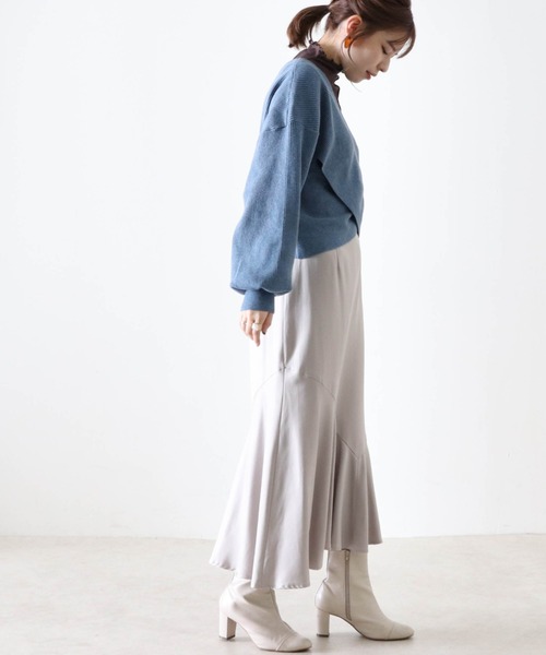 Cheek（チーク）の「クロスカシュクールニット（ニット/セーター・レディース・モカ/ブルー/オフホワイト/ベージュ・FREE）」の15枚目の写真