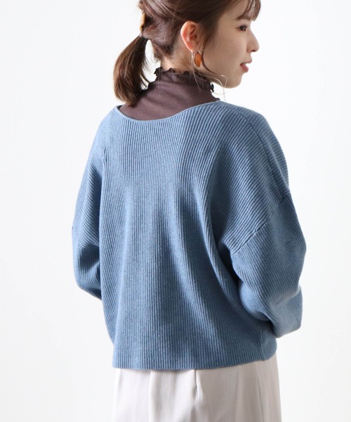 Cheek（チーク）の「クロスカシュクールニット（ニット/セーター・レディース・モカ/ブルー/オフホワイト/ベージュ・FREE）」の11枚目の写真