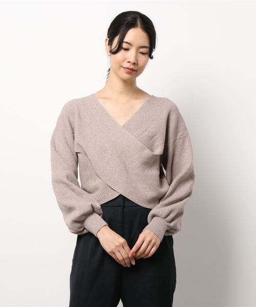 Cheek（チーク）の「クロスカシュクールニット（ニット/セーター・レディース・モカ/ブルー/オフホワイト/ベージュ・FREE）」の8枚目の写真