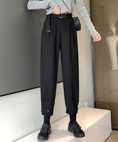 me+em select(ミームセレクト)の「裾ベルトテーパードジョガーパンツ/ベルトSET【数量限定販売】(その他パンツ・レディース・ブラック/カーキ・LARGE/MEDIUM/SMALL)」の6枚目の写真