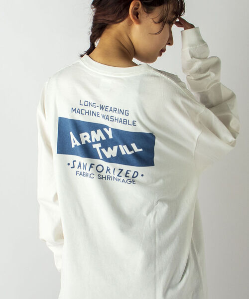 ARMY TWILL（アーミーツイル）の「【ARMY TWILL/アーミーツイル】GLOSTER別注 ロングスリーブTEE バックプリント（Tシャツ/カットソー・メンズ・チャコールグレー/ライトグレー/オフホワイト・MEDIUM/LARGE）」の9枚目の写真