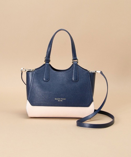 Samantha Thavasa(サマンサタバサ)の「バイカラーイタリアンスプレットレザートートバッグ 小サイズ(トートバッグ・レディース・ネイビー/ダークブラウン/グレイッシュベージュ・FREE)」の1枚目の写真