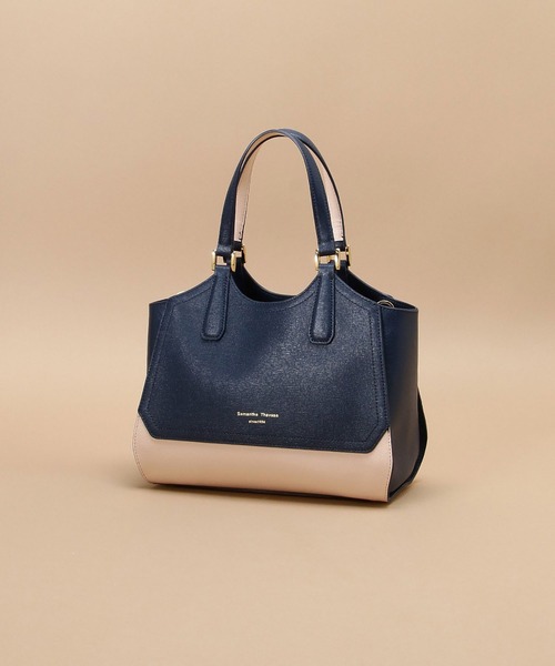 Samantha Thavasa(サマンサタバサ)の「バイカラーイタリアンスプレットレザートートバッグ 小サイズ(トートバッグ・レディース・ネイビー/ダークブラウン/グレイッシュベージュ・FREE)」の12枚目の写真