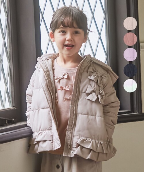ANY（エニィ）の「リボンコート（その他アウター・キッズ・ブラウン系/ネイビー系/アイボリー系1/ライラック系/ピンク系・120/130/110/100）」の2枚目の写真