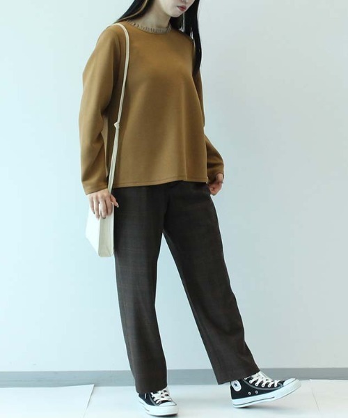 MB mint breeze(エムビーミントブリーズ)の「【M~5L大きいサイズ 】衿フリルレース使い カットソー(Tシャツ/カットソー・レディース・ベージュ/チャコールグレー/ブラウン・3L/M/L/LL/4L/5L)」の8枚目の写真