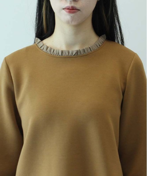 MB mint breeze(エムビーミントブリーズ)の「【M~5L大きいサイズ 】衿フリルレース使い カットソー(Tシャツ/カットソー・レディース・ベージュ/チャコールグレー/ブラウン・3L/M/L/LL/4L/5L)」の12枚目の写真