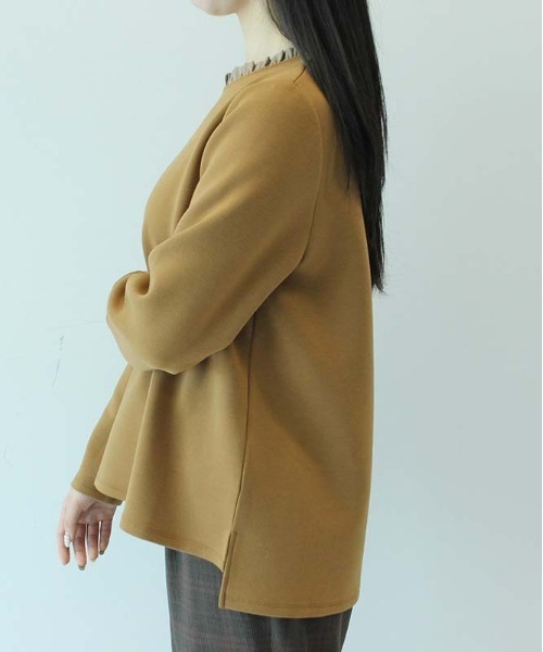 MB mint breeze(エムビーミントブリーズ)の「【M~5L大きいサイズ 】衿フリルレース使い カットソー(Tシャツ/カットソー・レディース・ベージュ/チャコールグレー/ブラウン・3L/M/L/LL/4L/5L)」の13枚目の写真