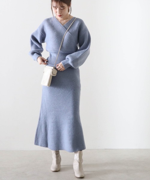 Cheek（チーク）の「【オンライン限定】カシュクールニットセットアップ（ニット/セーター・レディース・アイボリー/モカ/ブルー・FREE）」の7枚目の写真