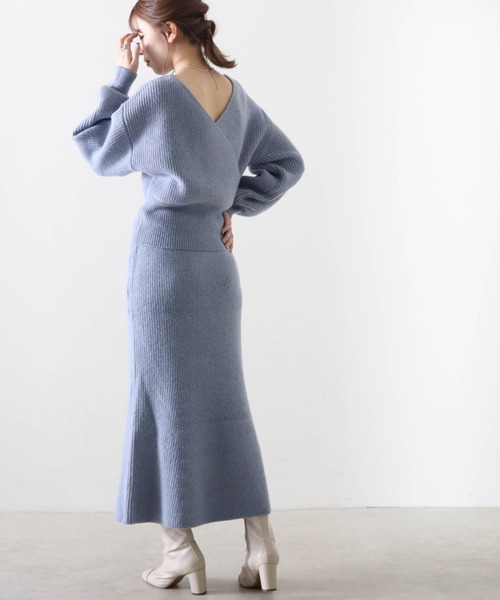 Cheek（チーク）の「【オンライン限定】カシュクールニットセットアップ（ニット/セーター・レディース・アイボリー/モカ/ブルー・FREE）」の14枚目の写真