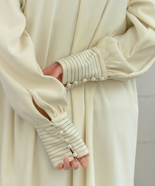 Bab（バブ）の「配色ステッチスタンドワンピース（ワンピース・レディース・ベージュ/ブラウン/アイボリー・M）」の15枚目の写真