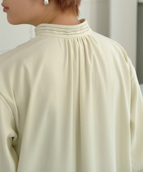 Bab（バブ）の「配色ステッチスタンドワンピース（ワンピース・レディース・ベージュ/ブラウン/アイボリー・M）」の16枚目の写真