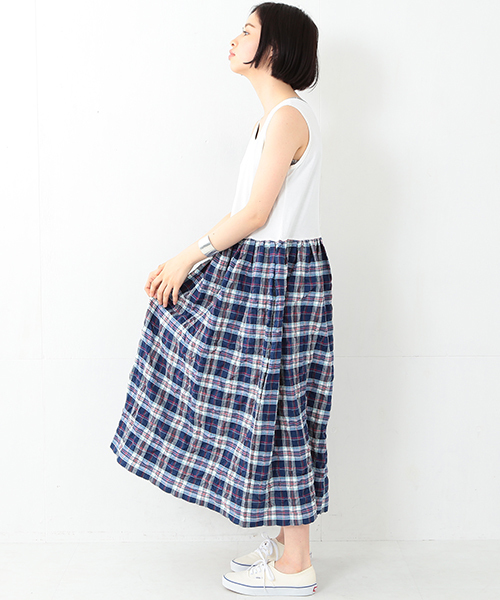 BEAMS BOY(ビームスボーイ)の「BEAMS BOY / 切り替え タンクトップ ワンピース 15SS(ワンピース・レディース・ホワイト/グレー・ONE SIZE)」の19枚目の写真