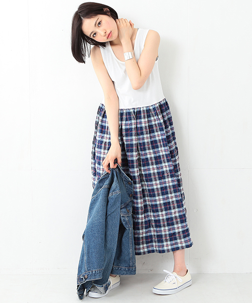 BEAMS BOY(ビームスボーイ)の「BEAMS BOY / 切り替え タンクトップ ワンピース 15SS(ワンピース・レディース・ホワイト/グレー・ONE SIZE)」の21枚目の写真