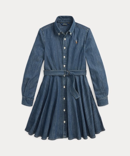 ベルテッド コットン デニム シャツドレス（ワンピース）｜POLO RALPH