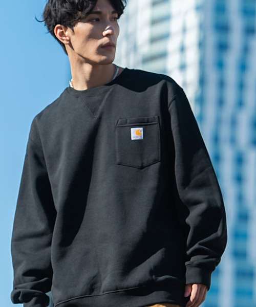 Carhartt(カーハート)の「『Carhartt/カーハート』Loose Fit Midweight Crewneck Pocket Sweatshirt ルーズフィットポケットスウェットトレーナー(スウェット・メンズ・ブラック/ネイビー/チャコール・L/M/XL/S)」の5枚目の写真
