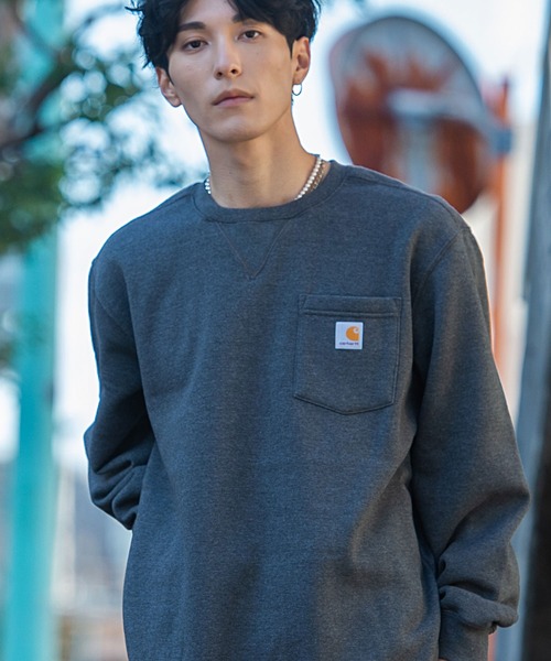 Carhartt(カーハート)の「『Carhartt/カーハート』Loose Fit Midweight Crewneck Pocket Sweatshirt ルーズフィットポケットスウェットトレーナー(スウェット・メンズ・ブラック/ネイビー/チャコール・L/M/XL/S)」の12枚目の写真