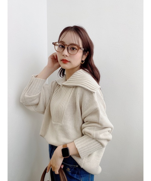 jumelle（ジュメロ）の「ハーフジッププルオーバー（ニット/セーター・レディース・ブラック/ベージュ・FREE）」の19枚目の写真