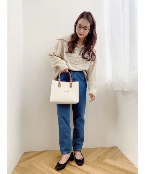 jumelle（ジュメロ）の「ハーフジッププルオーバー（ニット/セーター・レディース・ブラック/ベージュ・FREE）」の3枚目の写真