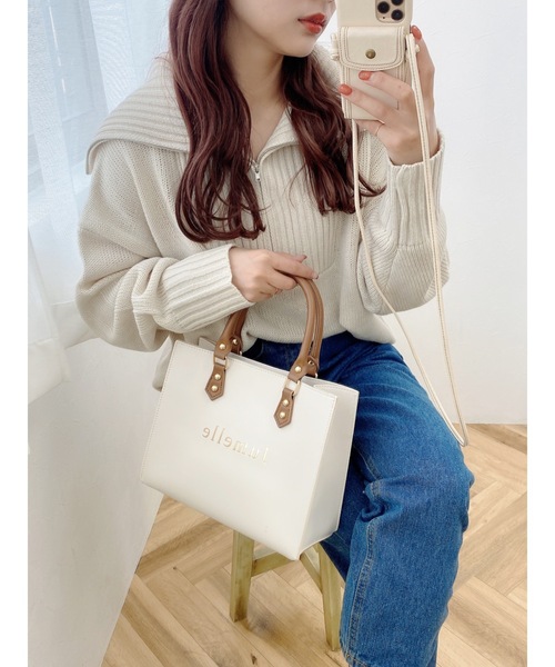 jumelle（ジュメロ）の「ハーフジッププルオーバー（ニット/セーター・レディース・ブラック/ベージュ・FREE）」の5枚目の写真