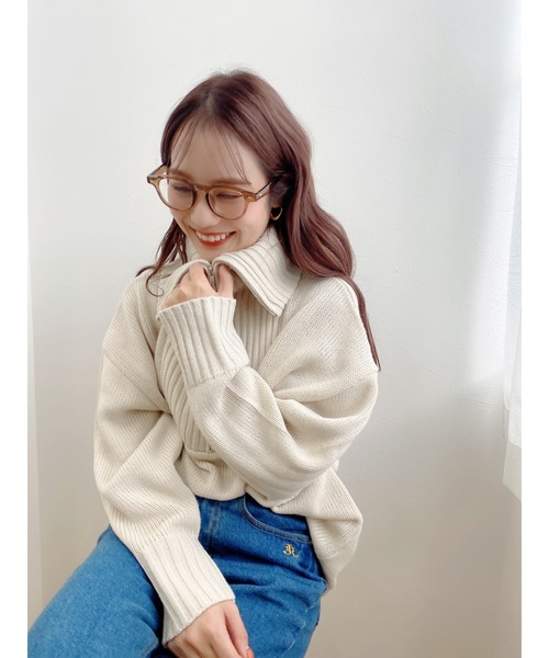 jumelle（ジュメロ）の「ハーフジッププルオーバー（ニット/セーター・レディース・ブラック/ベージュ・FREE）」の6枚目の写真