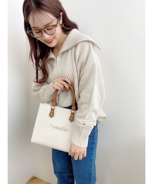 jumelle（ジュメロ）の「ハーフジッププルオーバー（ニット/セーター・レディース・ブラック/ベージュ・FREE）」の7枚目の写真