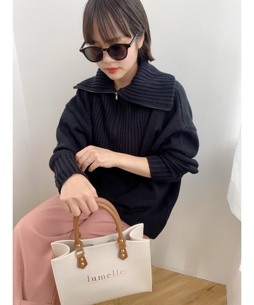 jumelle（ジュメロ）の「ハーフジッププルオーバー（ニット/セーター・レディース・ブラック/ベージュ・FREE）」の15枚目の写真