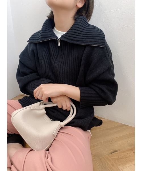 jumelle（ジュメロ）の「ハーフジッププルオーバー（ニット/セーター・レディース・ブラック/ベージュ・FREE）」の11枚目の写真