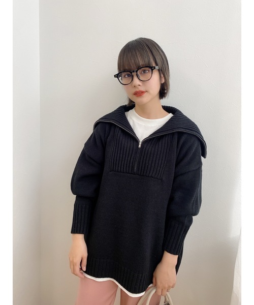 jumelle（ジュメロ）の「ハーフジッププルオーバー（ニット/セーター・レディース・ブラック/ベージュ・FREE）」の20枚目の写真