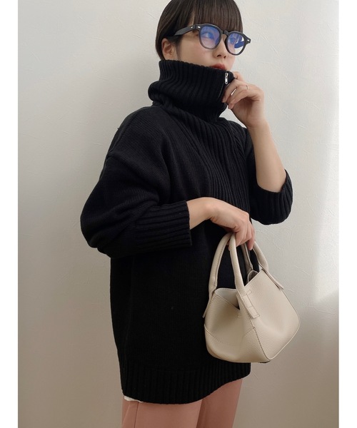 jumelle（ジュメロ）の「ハーフジッププルオーバー（ニット/セーター・レディース・ブラック/ベージュ・FREE）」の10枚目の写真