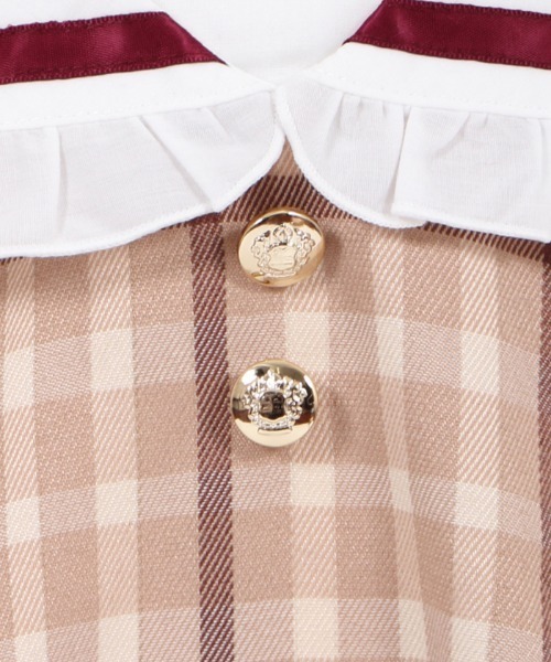 axes femme（アクシーズファム）の「刺繍襟チェック柄セーラーＯＰ（ワンピース・キッズ・ベージュ/ネイビー・MEDIUM/LARGE/X-LARGE/XX-LARGE/SMALL）」の11枚目の写真